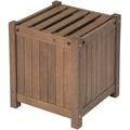 Plow & Hearth Indoor/Outdoor FSC-Certified Eucalyptus Wood Square Convertible Planter/Seat with Movable Slatted Base/Top for Patio Porch Deck and Landscape 16 sq. x 17Â¾ H