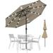 Jiarui 9ft 3-Tiers Patio Umbrella Outdoor Patio Market Umbrella with 24 Solar LED Lights and Tilt (Khaki)