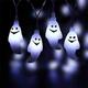 Halloween String Lights Decorations 4.9FT 10 LED Battery Operated Ghost Pumpkin 3D String Light for Outdoor Party Porch Fireplace Halloween Decorations (cool light)