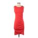 Leith Casual Dress - Bodycon Scoop Neck Sleeveless: Red Print Dresses - Women's Size Small