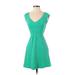 Anthropologie Casual Dress - Mini V-Neck Sleeveless: Green Print Dresses - Women's Size 00 Petite