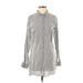 ONE X ONETEASPOON Casual Dress - Mini High Neck Long sleeves: Gray Stripes Dresses - Women's Size Small