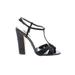 Badgley Mischka Heels: Black Print Shoes - Women's Size 8 1/2 - Open Toe