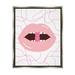 Stupell Industries Pink Lips & Gummy Candy Framed On Wood Graphic Art Wood in Brown/White | 31 H x 25 W x 1.7 D in | Wayfair ax-242_ffl_24x30