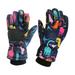 XMMSWDLA Winter Kids Ski Gloves Boys Girls Cold Weather Snow Glove Waterproof Ski Snowboard Gloves With Fleece Lining Safety Gloves D