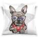 Hidove French Bulldog Wearing Bandana Velvet Oblong Lumbar Plush Throw Pillow Cover/Shams Cushion Case with Zipper 16 x 16 for Couch Sofa Pillowcase Only