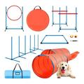 Dog Agility Exercise Set Portable Dog Agility Training Equipment with 2 High Hurdles and 2 Balls Durable Pet Outdoor Games with Standard Tunnel and Jumping Ring for Dog Agility Course Multi-color