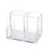 Honrane 3 Compartments Pen Organizer Clear Pen Holder with 3 Compartments Multi-functional Desktop Organizer for Makeup Brushes Stationery Office Supplies