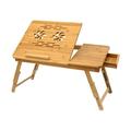 Bamboo Laptop Desk Adjustable Portable Breakfast Serving Bed Tray with Tilting Top Drawer for Surfing Reading Writing Eating (Bamboo)