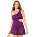 Plus Size Women's One Shoulder Tie Lace Swimdress by Swimsuits for All in Spice (Size 16)