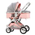 Lightweight Baby Strollers for Infant and Toddler, High Landscape Shock-Absorbing Carriage Baby Stroller for Newborn, Two-Way Pram Trolley Baby Pushchair Ideal for 0-36 Months (Color : Pink)