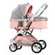 Lightweight Baby Strollers for Infant and Toddler, High Landscape Shock-Absorbing Carriage Baby Stroller for Newborn, Two-Way Pram Trolley Baby Pushchair Ideal for 0-36 Months (Color : Pink)