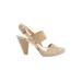 CL by Laundry Heels: Slingback Chunky Heel Boho Chic Tan Print Shoes - Women's Size 8 1/2 - Open Toe