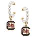 Women's CANVAS Style South Carolina Gamecocks Pearl Hoop Enamel Drop Earrings