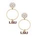 Women's CANVAS Style LSU Tigers Pearl Cluster Enamel Hoop Earrings