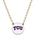 Women's CANVAS Style TCU Horned Frogs Enamel Disc Pendant Necklace