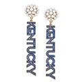 Women's CANVAS Style Kentucky Wildcats Pearl Cluster Dotted Enamel Drop Earrings