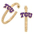 Women's CANVAS Style TCU Horned Frogs Enamel Logo Hoop Earrings