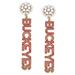 Women's CANVAS Style Ohio State Buckeyes Pearl Cluster Dotted Enamel Drop Earrings