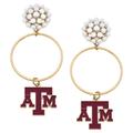 Women's CANVAS Style Texas A&M Aggies Pearl Cluster Enamel Hoop Earrings