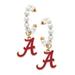 Women's CANVAS Style Alabama Crimson Tide Pearl Hoop Enamel Drop Earrings