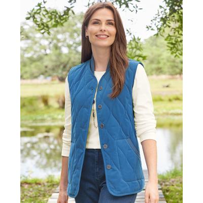 Appleseeds Women's Knit-Collar Quilted Vest - Blue...
