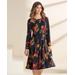 Appleseeds Women's Bountiful Bouquets Knit Dress - Multi - PM - Petite
