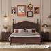 Classic 3-Pieces Bedroom Sets, Full Size Wood Platform Bed Frame and 2-Nightstands for Bedroom, Dark Walnut