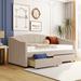 Twin Size Upholstered Daybed w/2 Drawers, Storage & Slat Support