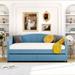 Twin Size Upholstered Daybed w/2 Drawers, Storage & Slat Support