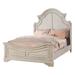 Bev Classic Queen Size Bed with Scalloped and Trimmed Design, Cream White