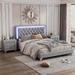 3-Pieces Bedroom Sets,Queen Size Bed with LED Lights and 2 Nightstands