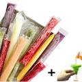 100-Pack BPA-Free Popsicle Mold Bags with Funnel - Freezer Safe Ice Pop Pouches for Yogurt Ice Candy and Ice Cream TIKA