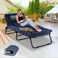 Lilypelle Upgraded Folding Lounge Chaise 11 inch High 4-Position Adjustable Patio Lounge Chair Beach Pool Chaise
