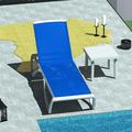 Patio Chaise Lounge Adjustable Aluminum Pool Lounge Chairs with Arm All Weather Pool Chairs for Outside in-Pool Lawn (Blue Lounge W/Table)