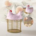 Ikohbadg Egg Basket Metal Wire Fruit Basket with Chicken Shape Lid Ceramic Egg Holder Holds 30 Eggs Gold A