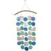 10714 Blue Green And White Capiz Shell Wind Chime 9 Inches X 23 Inches