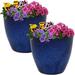 Resort 8-Inch Ceramic Indoor/Outdoor Planter - Set Of 2 - UV- And Frost-Resistant - Blue Glazed Finish