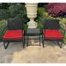 Jiarui 3 Piece Outdoor Patio Set Wicker Patio Furniture Sets Bistro Set Wicker Chair Conversation Sets with Coffee Table for Yard Backyard Porch Bistro (RED-Black Wicker)