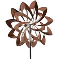 Antique Bronze Finish Metal Pinwheel Kinetic Wind Spinner Garden Stake