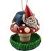 Up! Whimsical Gnome On A Mushroom Hanging Feeder Fantasy Fairy Garden Home And Patio Decor Accent 6.75Inch