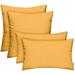 Indoor Outdoor Set Of 4 Square & Rectangle Throw Pillows Made Of Sunbrella Canvas Buttercup Soft Yellow (12 X 20 & 17 X 17 )