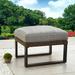 Outdoor Ottoman Footstool Wicker Small Seat Patio Rattan Furniture With Soft Thick Cushion U Shaped Steel Legs Gray