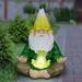 Jiarui Solar Light-Up Meditating Gnome Statue w/LED Frog Durable Resin Garden DÃ©cor 8â€�x6.5â€�x10.5â€�