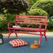 Jiarui Outdoor Garden Bench 48â€� Long Metal Steel Bench with Backrest and Armrests Modern Slatted Design for Patio Lawn Balcony Yard Porch and Indoor - Red