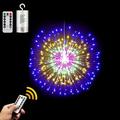 LHomeove Indoors Outdoors Christmas Decoration 200LED Hanging Sphere Lights Battery Operated Starburst Fireworks Lights Waterproof Fairy Lights