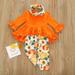 Shldybc Toddler Baby Girls Halloween Clothes Suit Long Sleeve Tails Dress + Pumpkin Print Pants + Scarf Suit Toddler Fall Outfits Halloween Costumes on Clearance