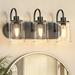 Bathroom Light Fixtures 3 Light Matte Black Vanity Light Vintage Wall Sconces Lighting Modern Bath Wall Mounted Lights with Glass