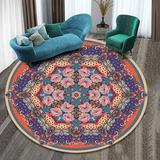 Ethnic Mandala Area Rugs Washable Indoor Boho Round Rug Non-Slip Circle Rug Modern Round Area Rug for Living Room Bedroom Dining Room