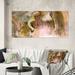 DESIGN ART Designart Brown Color Abstract Stains And Gold Glow Stripes Modern Canvas Wall Art Print 60 in. wide x 28 in. high